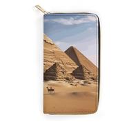 QWNMD Portefeuille en cuir pour femme - Motif pyramide de l'Égypte ancienne - Porte-cartes avec fermeture éclair - Pyramide de l'Égypte ancienne - 19,8 x 10,4 x 3,6 cm - Moderne, Pyramide de l'Égypte