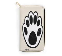 QWNMD Portefeuille en cuir pour femme noir et blanc avec motif patte d'animal de chien, porte-carte avec fermeture éclair, pochette en cuir, noir et blanc, 19,8 x 10,4 x 3,6 cm, moderne, Patte