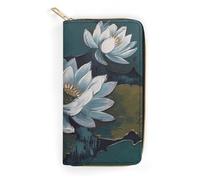 QWNMD Portefeuille en cuir pour femme peint à la main, imprimé floral, porte-cartes, avec fermeture éclair, portefeuille en cuir, fleur peinte à la main, 19,8 x 10,4 x 3,6 cm, moderne, Fleur peinte à