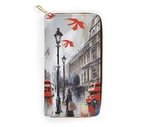 QWNMD Portefeuille en cuir pour femme - Portefeuille imprimé Londres - Porte-cartes avec fermeture éclair - 19,8 x 10,4 x 3,6 cm - Moderne, london, 7.8 x 4.1 x 1.4 inches, Moderne