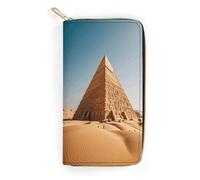 QWNMD Portefeuille en cuir pour femme - Pyramide égyptienne dans le désert - Portefeuille imprimé avec fermeture éclair - Pyramide égyptienne dans le désert - 19,8 x 10,4 x 3,6 cm - Moderne, Pyramide