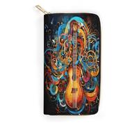 QWNMD Portefeuille en cuir pour femme - Série musicale - Portefeuille imprimé avec porte-cartes avec fermeture éclair - Série musicale - 19,8 x 10,4 x 3,6 cm - Moderne, Série musicale, 7.8 x 4.1 x 1.4