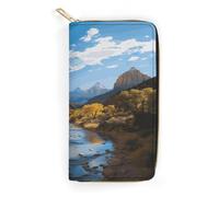 QWNMD Portefeuille en cuir pour femme Zion National Park imprimé, porte-carte avec fermeture éclair, portefeuille en cuir, parc national de Zion, 19,8 x 10,4 x 3,6 cm, moderne, Parc national de Zion,