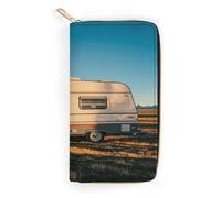 QWNMD Portefeuilles en cuir pour femme avec fermeture éclair « You Make Me Happy Camper » et « You Make Me Happy », 20 x 10,4 x 3,6 cm, moderne, Remorque de camping-car You Make Me Happy, 7.8 x 4.1 x