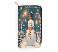 QWNMD Portefeuilles en cuir pour femme avec imprimé bonhomme de neige avec fermeture éclair et joli bonhomme de neige, 19,8 x 10,4 x 3,6 cm, moderne, Bonhomme de neige Merry Christmas Lovely, 7.8 x