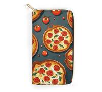QWNMD Portefeuilles en cuir pour femme avec imprimé pizza, porte-cartes avec fermeture éclair, 19,8 x 10,4 x 3,6 cm, moderne, Nourriture à pizza., 7.8 x 4.1 x 1.4 inches, Moderne