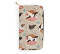 QWNMD Portefeuilles en cuir pour femme avec imprimé vache et porte-cartes avec fermeture éclair, imprimé vache, 19,8 x 10,4 x 3,6 cm, moderne, imprimé vache, 7.8 x 4.1 x 1.4 inches, Moderne