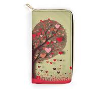 QWNMD Portefeuilles en cuir pour femme avec motif arbre en forme de cœur, porte-cartes avec fermeture éclair, motif arbre de cœur, 19,8 x 10,4 x 3,6 cm, moderne, Arbre en forme de cœur., 7.8 x 4.1 x
