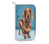 QWNMD Portefeuilles en cuir pour femme avec motif teckel Weiner pour animal domestique, sac à main, porte-cartes avec fermeture éclair, portefeuille en cuir, teckel, animal domestique, 19,8 x 10,4 x