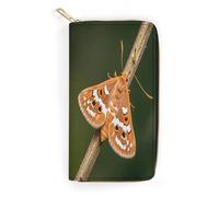 QWNMD Portefeuilles en cuir pour femme, beau portefeuille imprimé papillon de nuit, porte-cartes avec fermeture éclair, joli papillon de nuit, 19,8 x 10,4 x 3,6 cm, moderne, Magnifiques mites, 7.8 x