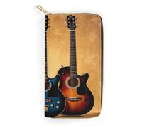 QWNMD Portefeuilles en cuir pour femme, collection guitare, portefeuille imprimé, porte-cartes, avec fermeture éclair, collection guitare, 19,8 x 10,4 x 3,6 cm, moderne, Collection Guitar, 7.8 x 4.1 x
