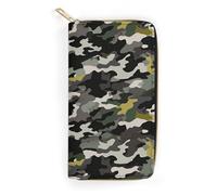 QWNMD Portefeuilles en cuir pour femme - Imprimé camouflage abstrait - Porte-carte avec fermeture éclair - Motif camouflage abstrait - 19,8 x 10,4 x 3,6 cm - Moderne, Camouflage abstrait, 7.8 x 4.1 x