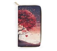 QWNMD Portefeuilles en cuir pour femme - Motif arbre d'amour - Porte-cartes avec fermeture éclair - Motif arbre d'amour - 19,8 x 10,4 x 3,6 cm - Moderne, Arbre d'amour, 7.8 x 4.1 x 1.4 inches, Moderne