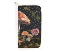 QWNMD Portefeuilles en cuir pour femme - Motif champignon - Porte-cartes avec fermeture éclair - 19,8 x 10,4 x 3,6 cm - Moderne, gris, 7.8 x 4.1 x 1.4 inches, Moderne