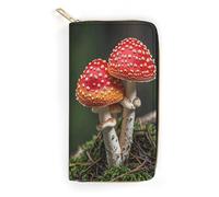 QWNMD Portefeuilles en cuir pour femme - Motif champignons rouges - Porte-cartes avec fermeture éclair - 19,8 x 10,4 x 3,6 cm - Moderne, Champignons Red Cap, 7.8 x 4.1 x 1.4 inches, Moderne