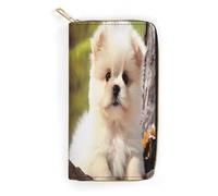 QWNMD Portefeuilles en cuir pour femme - Motif chien mignon - Porte-cartes avec fermeture éclair - Motif chien mignon - 19,8 x 10,4 x 3,6 cm - Moderne, Adorable chien., 7.8 x 4.1 x 1.4 inches, Moderne