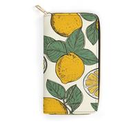 QWNMD Portefeuilles en cuir pour femme - Motif citron - Porte-cartes - Avec fermeture éclair - Motif citron - 19,8 x 10,4 x 3,6 cm - Moderne, Motif citron, 7.8 x 4.1 x 1.4 inches, Moderne