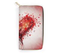 QWNMD Portefeuilles en cuir pour femme - Motif cœur abstrait - Porte-carte avec fermeture éclair - Cœur abstrait - 19,8 x 10,4 x 3,6 cm - Moderne, Cœur abstrait., 7.8 x 4.1 x 1.4 inches, Moderne