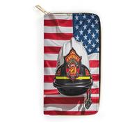 QWNMD Portefeuilles en cuir pour femme - Motif drapeau américain - Avec fermeture éclair - Motif drapeau américain - 19,8 x 10,4 x 3,6 cm - Moderne, Drapeau Usa à rayures rouges, 7.8 x 4.1 x 1.4