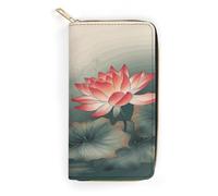 QWNMD Portefeuilles en cuir pour femme - Motif floral et libellule - Porte-cartes avec fermeture éclair - Motif floral et libellule - 19,8 x 10,4 x 3,6 cm - Moderne, Fleur et libellule, 7.8 x 4.1 x