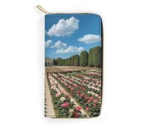 QWNMD Portefeuilles en cuir pour femme - Motif jardin de roses - Porte-cartes avec fermeture éclair - 19,8 x 10,4 x 3,6 cm - Moderne, Rose Garden, 7.8 x 4.1 x 1.4 inches, Moderne