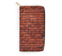 QWNMD Portefeuilles en cuir pour femme - Motif mur de briques rouges - Porte-cartes avec fermeture éclair - 19,8 x 10,4 x 3,6 cm - Moderne, Mur de briques rouges, 7.8 x 4.1 x 1.4 inches, Moderne
