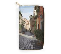 QWNMD Portefeuilles en cuir pour femme - Motif rue d'Italie - Porte-cartes - Avec fermeture éclair - Rue d'Italie - 19,8 x 10,4 x 3,6 cm - Moderne, Rue d'Italie, 7.8 x 4.1 x 1.4 inches, Moderne