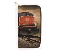 QWNMD Portefeuilles en cuir pour femme - Motif train de marchandises - Porte-cartes avec fermeture éclair - 19,8 x 10,4 x 3,6 cm - Moderne, Train de transport, 7.8 x 4.1 x 1.4 inches, Moderne