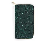 QWNMD Portefeuilles en cuir pour femme - Portefeuille imprimé pirate - Porte-cartes avec fermeture éclair - 19,8 x 10,4 x 3,6 cm - Moderne, Hacker, 7.8 x 4.1 x 1.4 inches, Moderne