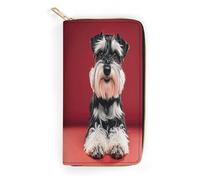 QWNMD Portefeuilles en cuir pour femme - Portefeuille imprimé schnauzer - Porte-cartes avec fermeture éclair - 19,8 x 10,4 x 3,6 cm - Moderne, Schnauzer, 7.8 x 4.1 x 1.4 inches, Moderne