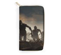 QWNMD Portefeuilles en cuir pour femmes, portefeuille imprimé zombie avec porte-cartes avec fermeture éclair, portefeuille en cuir, beaucoup de zombies, 19,8 x 10,4 x 3,6 cm, moderne, De nombreux