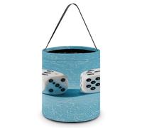 QWNMD Sacs à friandises d'Halloween avec deux dés blancs imprimés réutilisables, sacs à bonbons d'Halloween avec poignées, sacs cadeaux d'Halloween, seau à trucs ou friandises, deux dés blancs, taille