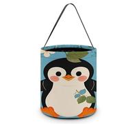 QWNMD Sacs à friandises d'Halloween avec imprimé pingouin mignon - Sacs à bonbons réutilisables avec poignées - Sacs cadeaux d'Halloween - Seau à trucs ou friandises - Imprimé pingouin mignon - Taille