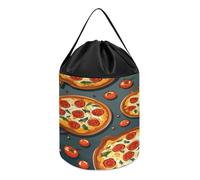 QWNMD Sacs de rangement réutilisables imprimés pour pizza avec cordon de serrage, adaptés pour organiser certains articles divers, aliments pour pizza, 21 x 20 cm, Nourriture à pizza., 8.3 X 7.9 inch