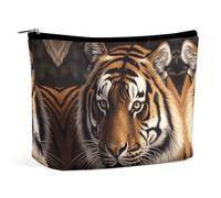 QWNMD Trousse de maquillage pour cosmétiques, rouge à lèvres, pochette à fermeture éclair, organiseur imprimé tigre du Bengale, accessoires de toilette, 17 x 15 x 5,8 cm, tendance, Tigre du Bengal.,