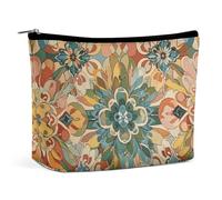 QWNMD Trousse de maquillage pour rouge à lèvres, pochette à fermeture éclair, motif floral vintage, organiseur portable, accessoires de toilette, motif floral vintage, 17 x 15 x 5,8 cm, tendance,