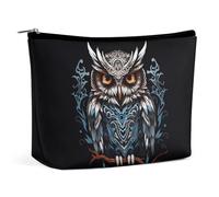 QWNMD Trousse de maquillage pour rouge à lèvres, pochette à fermeture éclair, organiseur imprimé hibou, trousse de toilette portable, accessoires, hibou, 17 x 15 x 5,8 cm, tendance, chouette, 6.8 X