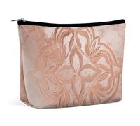 QWNMD Trousse de maquillage pour rouge à lèvres, pochette à fermeture éclair, organiseur imprimé or rose, trousse de toilette portable, accessoires, or rose, 17 x 15 x 5,8 cm, tendance, rose gold, 6.8