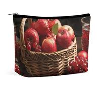 QWNMD Trousse de maquillage, trousse à cosmétiques, pochette à fermeture éclair, fruits rouges dans un panier, organisateur imprimé de trousse de toilette portable, accessoires, fruits rouges dans un
