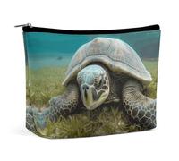 QWNMD Trousse de maquillage, trousse à cosmétiques, pochette à fermeture éclair, grande tortue, organiseur imprimé tortue, accessoires de toilette, grande tortue, 17 x 15 x 5,8 cm, tendance, Grande
