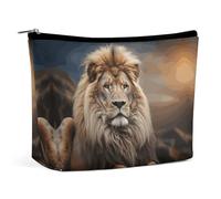 QWNMD Trousse de maquillage, trousse à cosmétiques, pochette à fermeture éclair, motif animaux créatifs, lion, organiseur imprimé lion, accessoires de toilette, animaux créatifs, 17 x 15 x 5,8 cm,