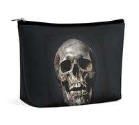 QWNMD Trousse de maquillage, trousse à cosmétiques, pochette à fermeture éclair, motif crâne de mort, organiseur portable, accessoires de toilette, 17 x 15 x 5,8 cm, tendance, Tête de mort, 6.8 X 5.9