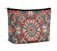 QWNMD Trousse de maquillage, trousse à cosmétiques, pochette à fermeture éclair, motifs floraux complexes, organiseur portable, accessoires de toilette, motifs floraux complexes, 17 x 15 x 5,8 cm,