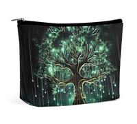 QWNMD Trousse de maquillage, trousse à cosmétiques, pochette à fermeture éclair, organiseur imprimé arbre vert magique, trousse de toilette portable, accessoires, arbre vert magique, 17 x 15 x 5,8 cm,