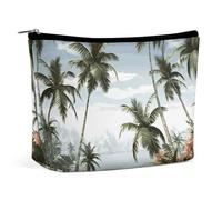 QWNMD Trousse de maquillage, trousse à cosmétiques, pochette à fermeture éclair, palmiers tropicaux, organiseur imprimé palmiers tropicaux, 17 x 15 x 5,8 cm, tendance, Palmiers tropicaux., 6.8 X 5.9 X