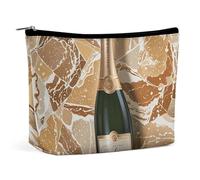 QWNMD Trousse de maquillage, trousse à cosmétiques, pochette à fermeture éclair, pochette à fermeture éclair, motif marbre champagne, 17 x 15 x 5,8 cm, tendance, Marbre champagne, 6.8 X 5.9 X 2.3