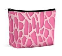 QWNMD Trousse de maquillage, trousse à cosmétiques, pochette à fermeture éclair, pochette à fermeture éclair, texture girafe, organisateur imprimé, accessoires de toilette, texture girafe, 17 x 15 x