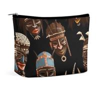 QWNMD Trousse de maquillage, trousse à cosmétiques, pochette à fermeture éclair, pochette à fermeture éclair, rituel africain, ethnique, tribal, organiseur imprimé, accessoires de toilette portables,