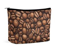 QWNMD Trousse de maquillage, trousse à cosmétiques, pochette à fermeture éclair, pochette amusante en grains de café torréfiés, organisateur imprimé de grains de café torréfiés, 17 x 15 x 5,8 cm,