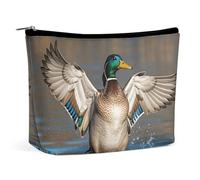 QWNMD Trousse de maquillage, trousse à cosmétiques, pochette à fermeture éclair, pochette de chasse canards sauvages volants, organisateur imprimé de trousse de toilette portable, accessoires de